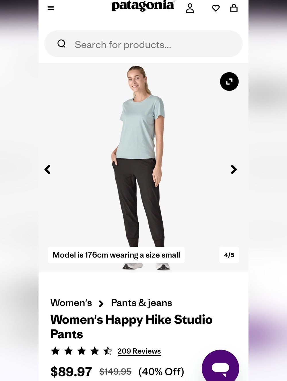 Patagonia Women's Happy Hike Studio Pants - Black Sz L